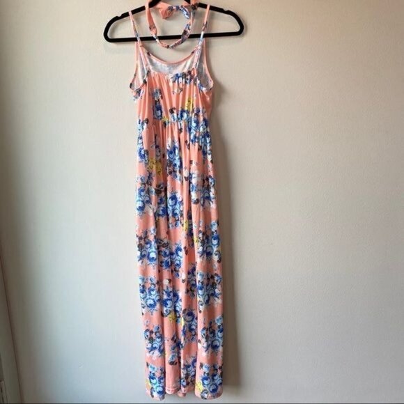 Pink Floral Spaghetti Strap Maxi Dress & Headband - Picture 5 of 7